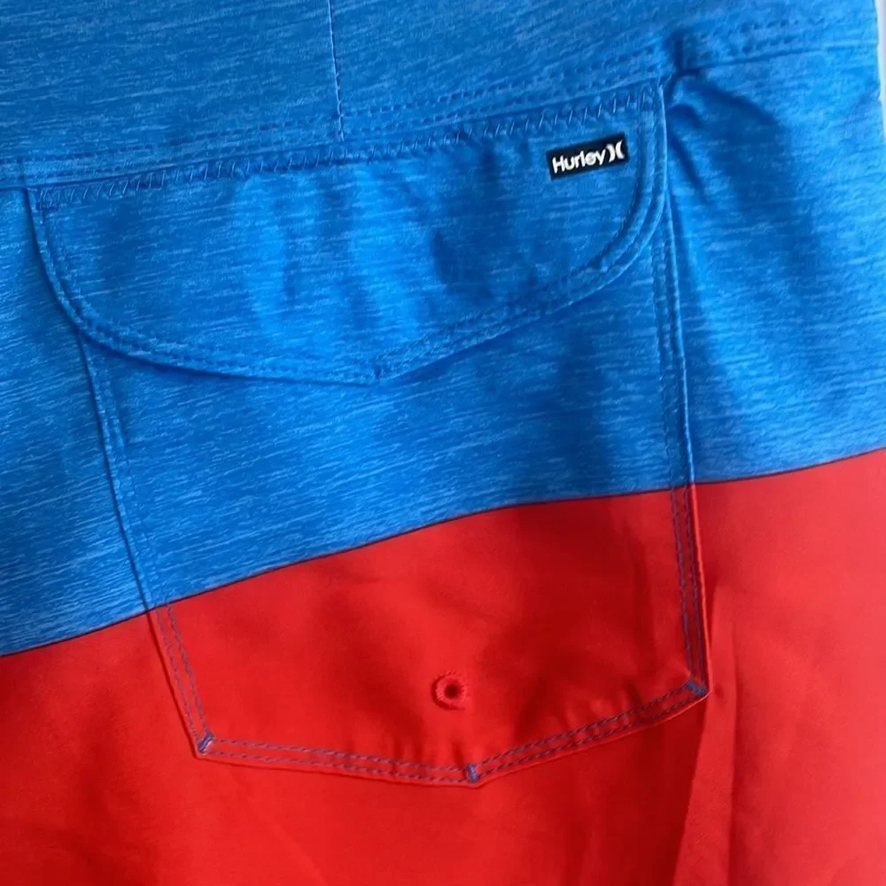 Hurley Men's Color blocked Red/Blue Board short - 36 - NWT
